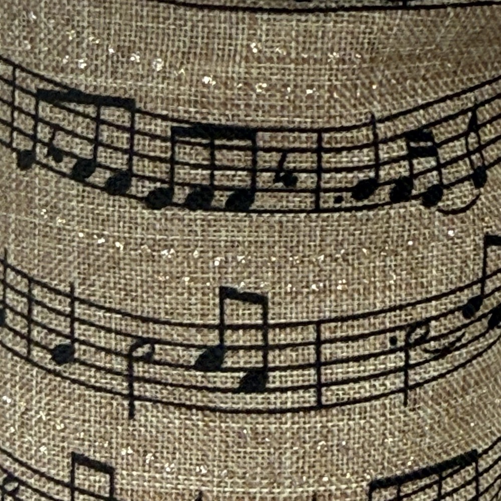 D. Stevens 4" Wired Ribbon Musical Notes Natural/Black Gold Metallic Christmas - Picture 5 of 10